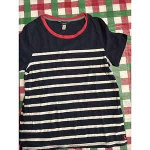 Joules Women's Carley Stripe Classic Crew T-Shirt Size 6 Nautical Navy Blue Tee